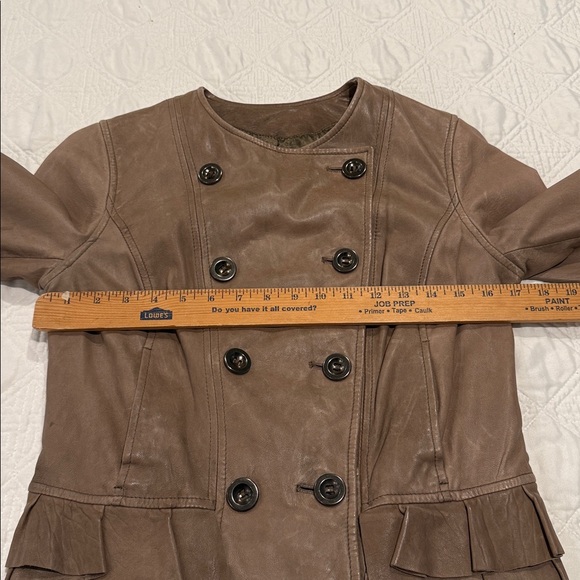 Old Navy Jacket real leather color distressed coffee Latte size Small - Picture 6 of 11